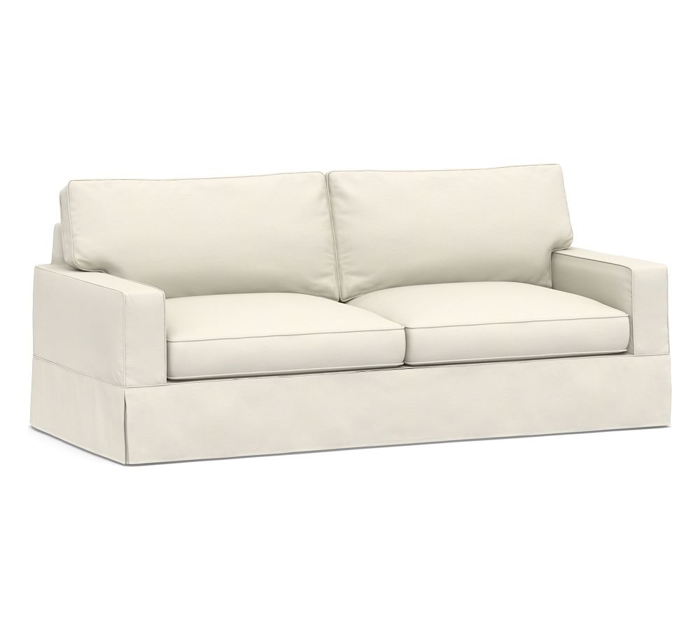 Pb Comfort Square Arm Slipcovered Grand Sofa Box Edge Memory Foam