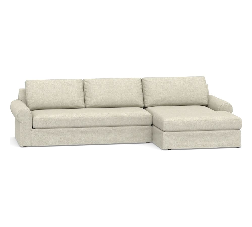 Big Sur Roll Arm Slipcovered Left Arm Sofa With Double Chaise Sectional