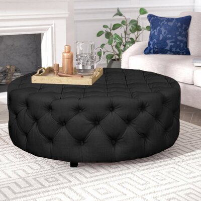 Merideth Wide Tufted Round Cocktail Ottoman Wayfair Havenly