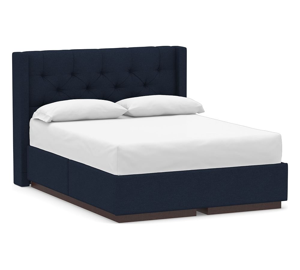 Harper Tufted Upholstered Low Headboard And Side Storage Platform Bed