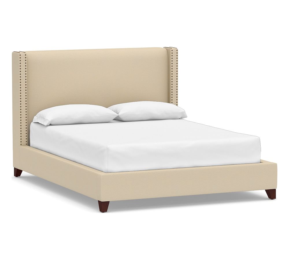 Harper Non Tufted Upholstered Low Bed With Bronze Nailheads Full Park