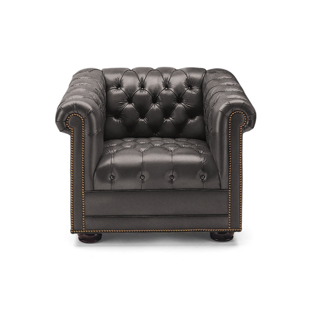 Leathercraft Churchill 38 Wide Tufted Full Grain Leather Club Chair