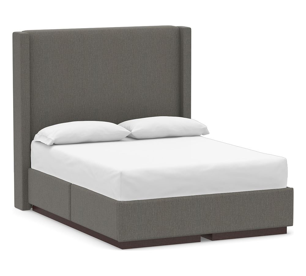 Harper Non Tufted Upholstered Tall Headboard And Side Storage Platform