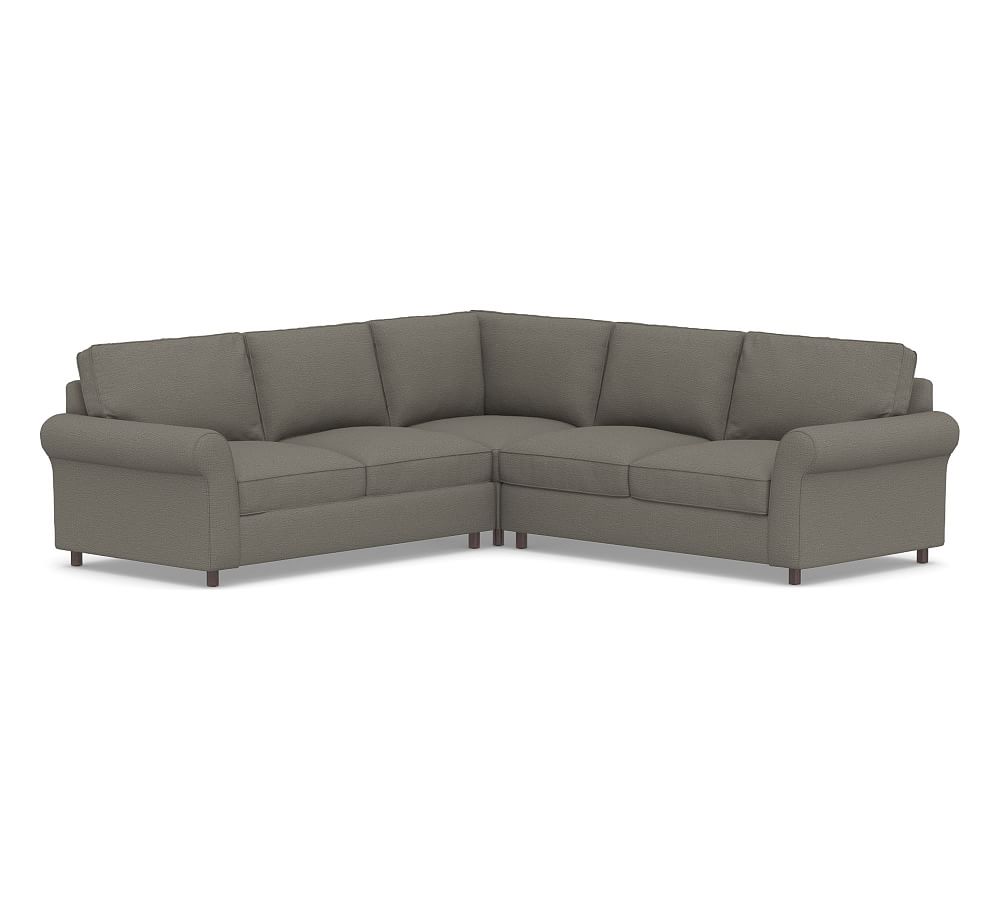 PB Comfort Roll Arm Upholstered 3 Piece L Shaped Corner Sectional Box