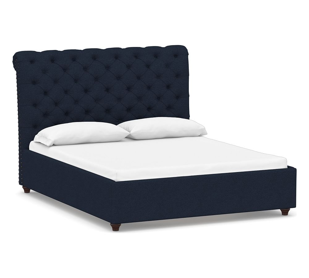 Chesterfield Tufted Upholstered Bed Queen Performance Heathered