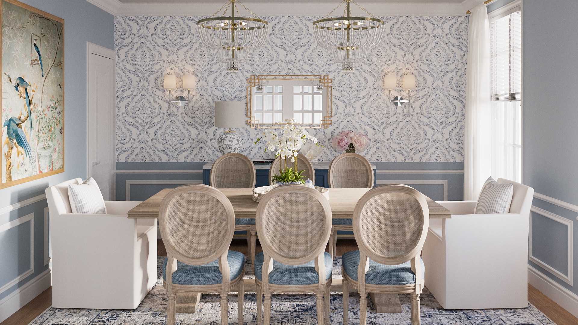 Preppy Dining Room Interior Design Ideas | Havenly
