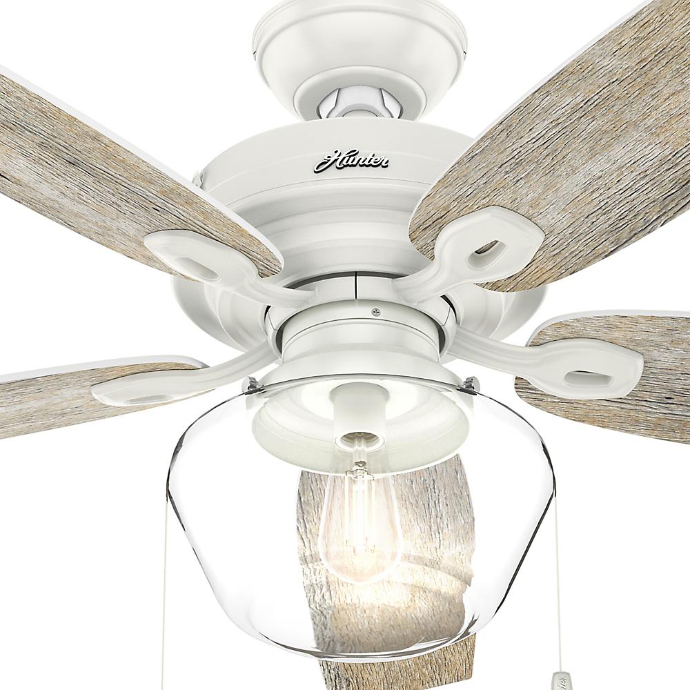 Hunter Crown Canyon 52 In Led Indoor Outdoor Fresh White Ceiling Fan Home Depot