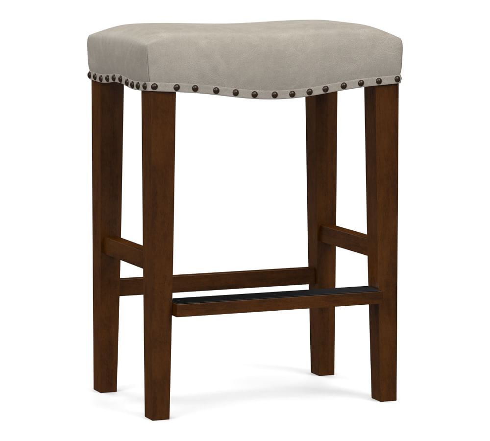 Manchester Leather Backless Counter Height Bar Stool 26", Seadrift Leg
