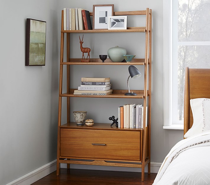 west elm x pbk MidCentury Wide Tower Bookcase, Acorn Pottery Barn