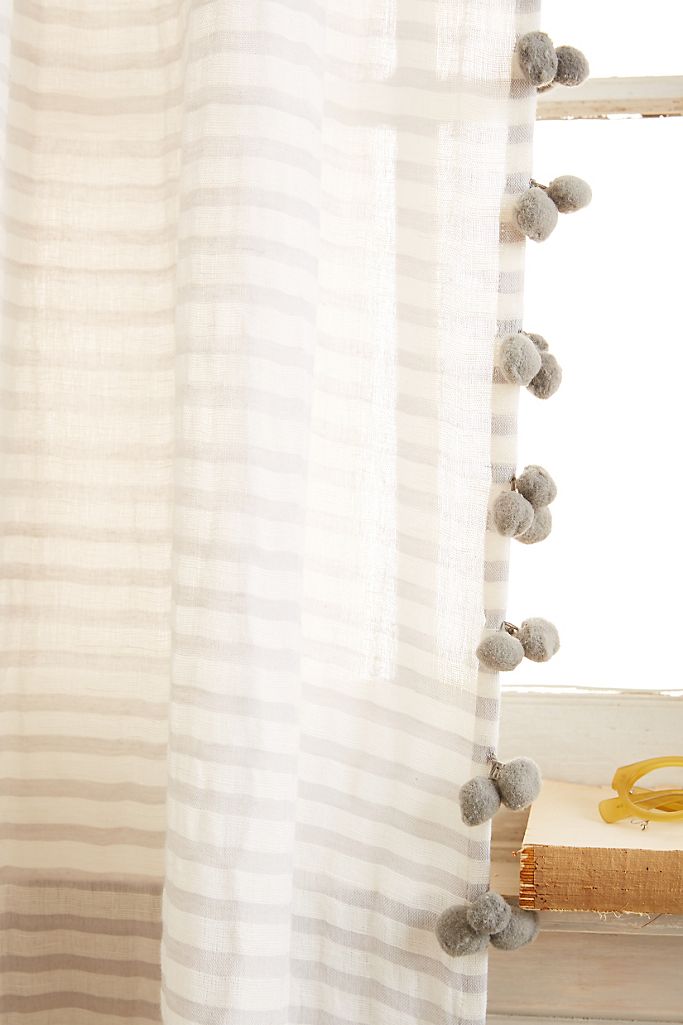 Pom Tassel Curtain 96"x50" - Anthropologie | Havenly