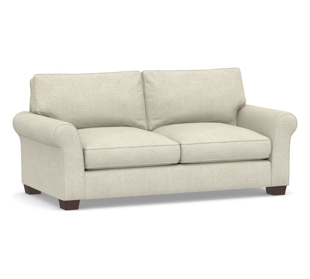 PB Comfort Roll Arm Upholstered Sofa 83", Box Edge Down Blend Wrapped  Cushions, Performance Heathered Basketweave Platinum - Pottery Barn |  Havenly