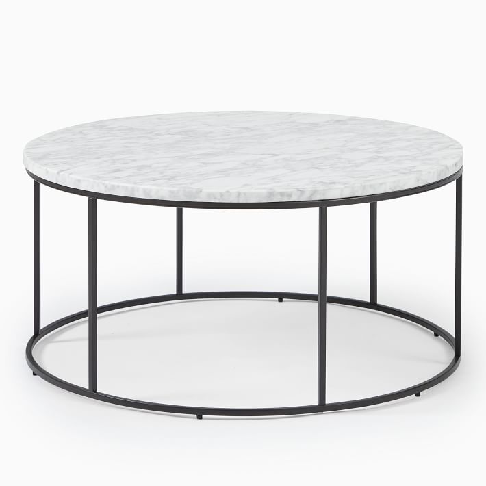 Streamline Round Coffee Table Marble Antique Bronze West Elm Havenly