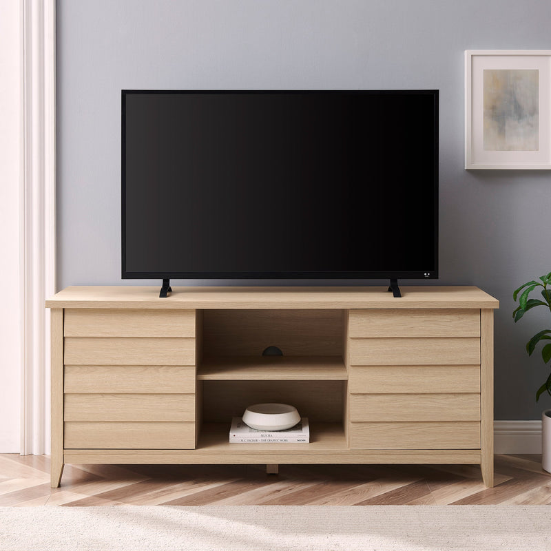 Coastal Beveled Door TV Stand for TVs up to 65” Coastal Oak Contour