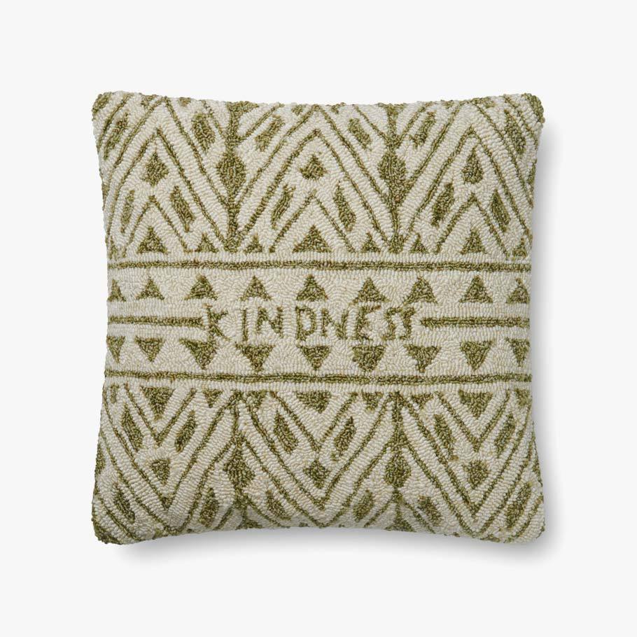 ED Ellen DeGeneres Crafted by Loloi PILLOWS P4078 GREEN / IVORY 22" x