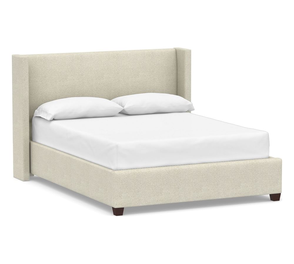 Elliot Shelter Upholstered Bed, King, Park Weave Ivory Pottery Barn