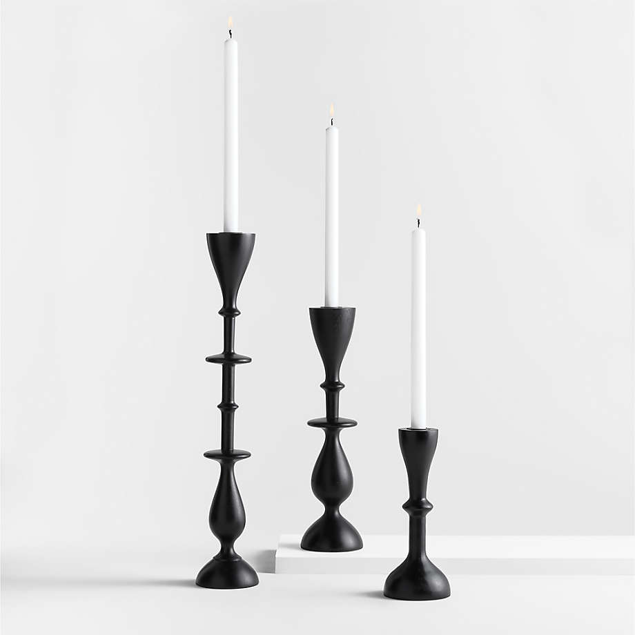 Vantaa Black Taper Candle Holders, Set of 3 Crate and Barrel Havenly