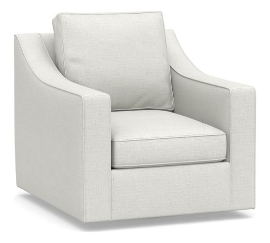 Cameron Slope Arm Upholstered Deep Seat Swivel Armchair, Polyester