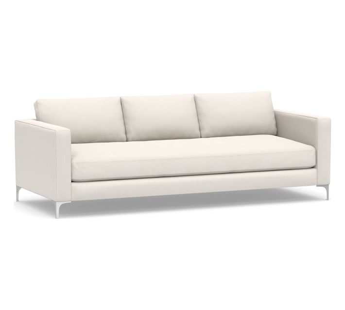 Jake Upholstered Grand Sofa 96" with Brushed Nickel Legs, Polyester