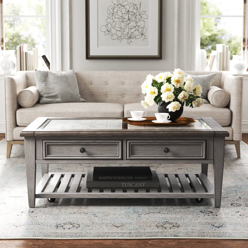 belle meade solid wood coffee table with storage