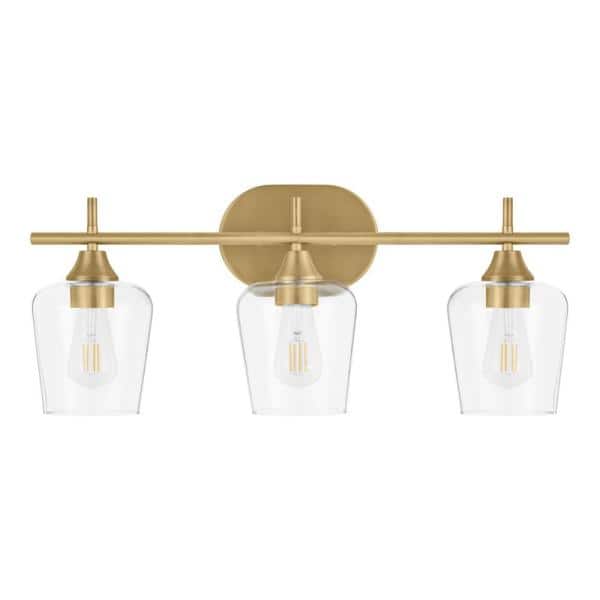 Hampton Bay Pavlen 24 in. 3Lights Antique Brass Vanity Light with