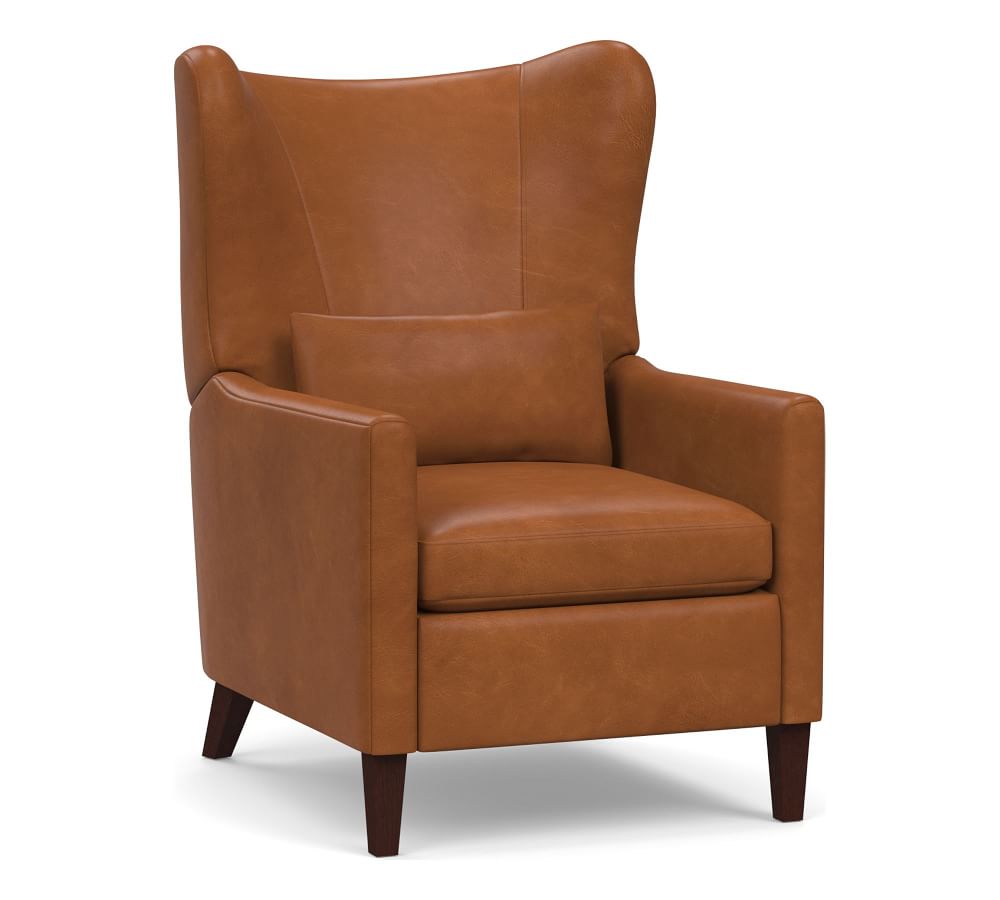 Champlain Square Arm Leather Wingback Recliner, Polyester Wrapped