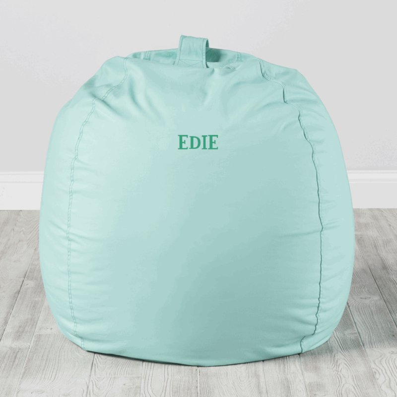 Personalized Large Mint Bean Bag Chair Personalized EDIE Crate and