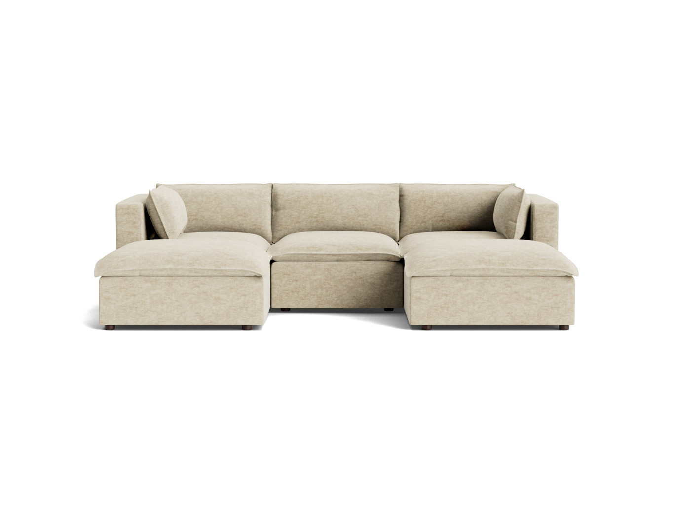 Beige/White Haine Mid Century Modern Modular UChaise Sectional Lucky