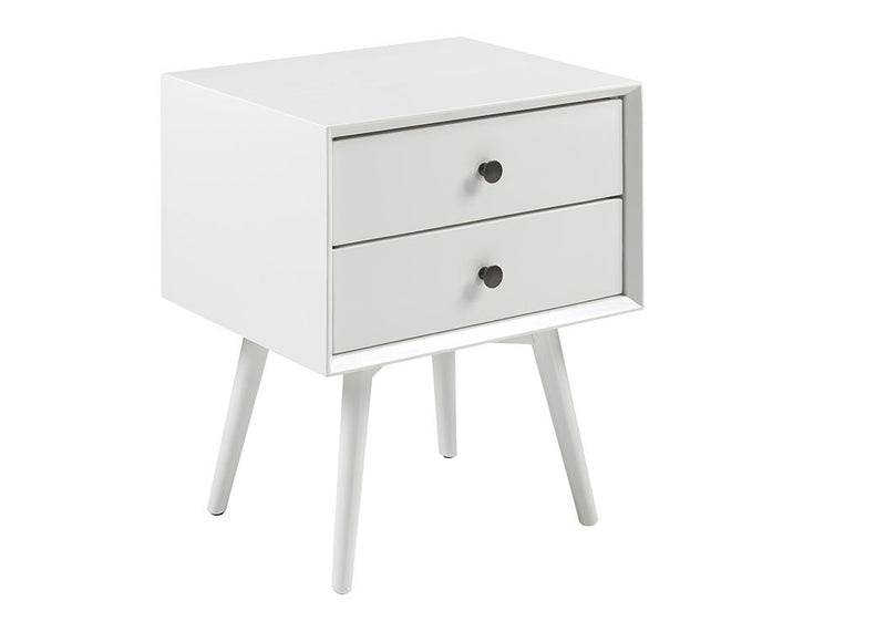 Mid Century Modern 2 Drawer Nightstand, White - Contour & Co. | Havenly