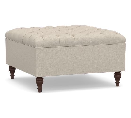 Lorraine Upholstered Tufted Square Storage Ottoman, Performance Chateau ...