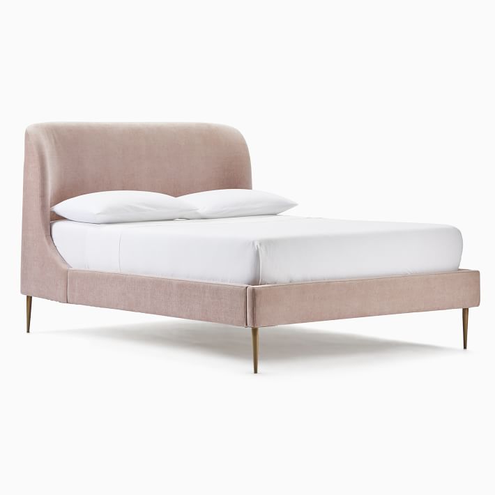Lana Upholstered Bed Queen Distressed, Pink Upholstered Queen Bed