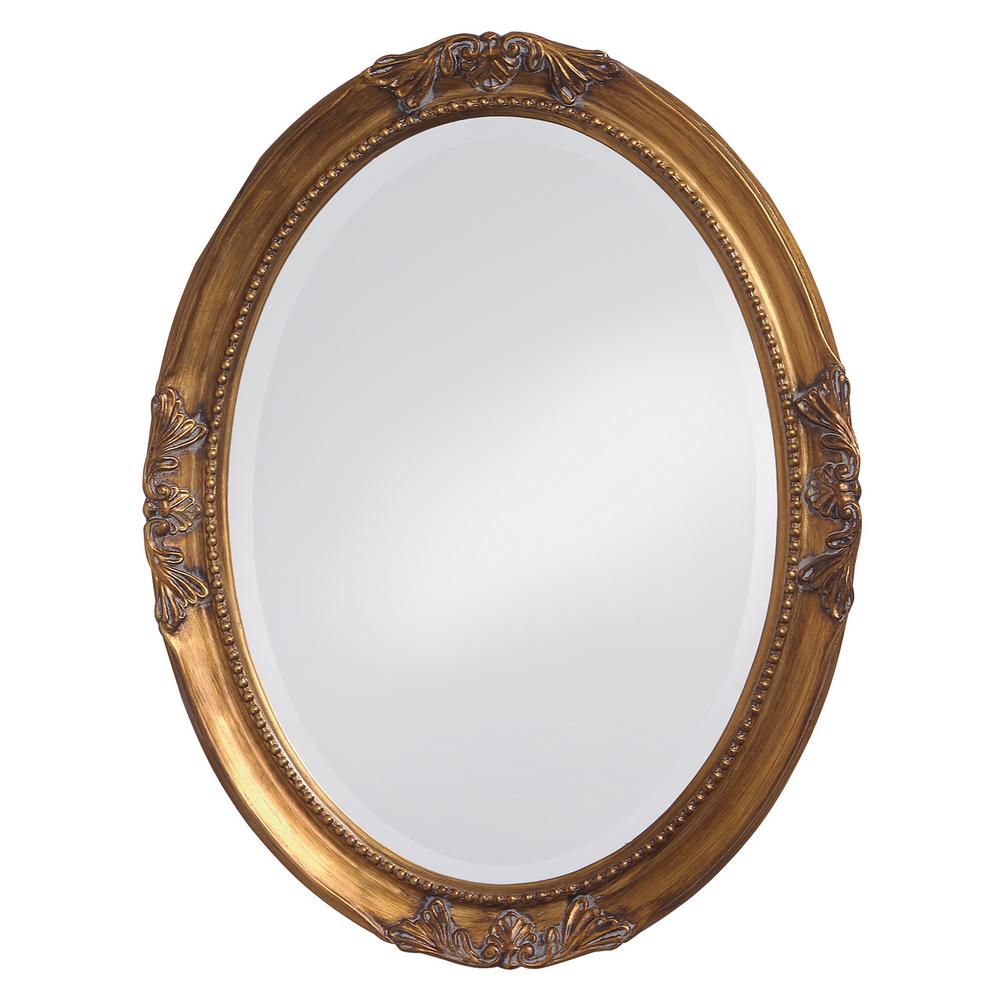 33 in. x 25 in. Antique Gold Leaf Vintage Oval Antique Gold Leaf Framed Mirror Home Depot