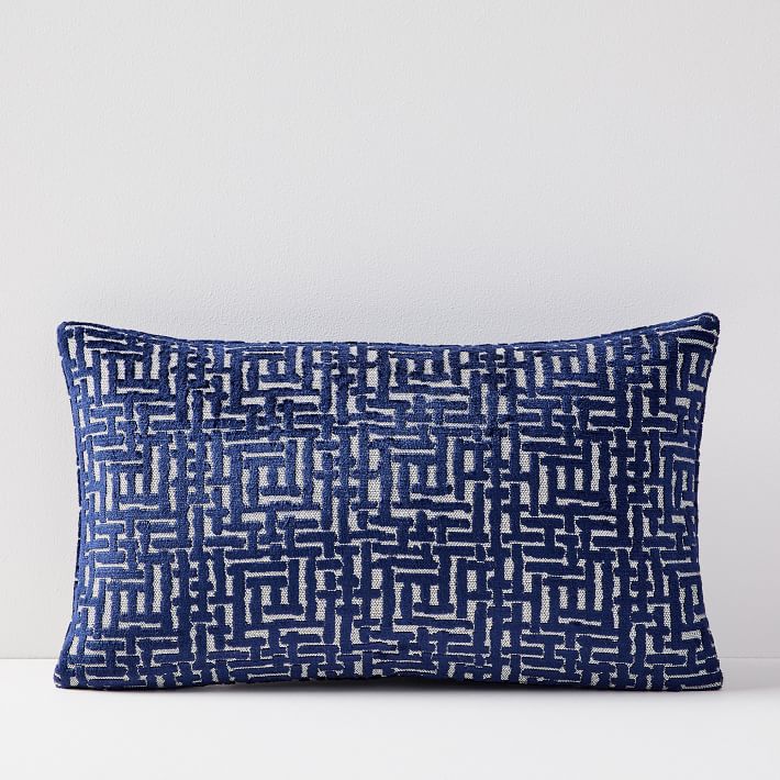 Allover Crosshatch Jacquard Velvet Pillow Cover, 14"x26", Nightshade