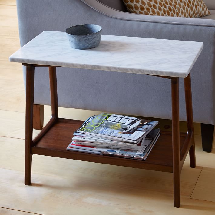 Reeve Side Table Long Narrow Marble Walnut West Elm