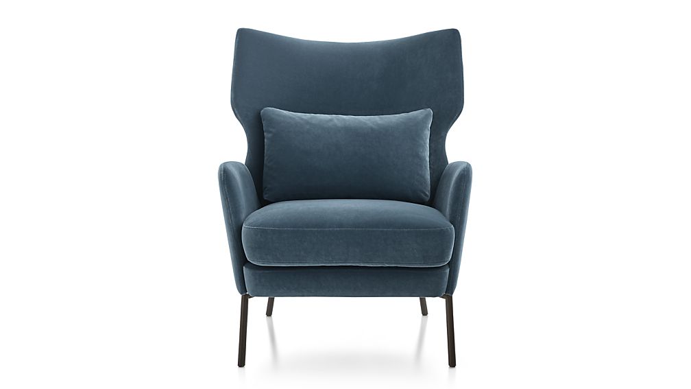 Alex Navy Blue Velvet Accent Chair - Crate and Barrel | Havenly