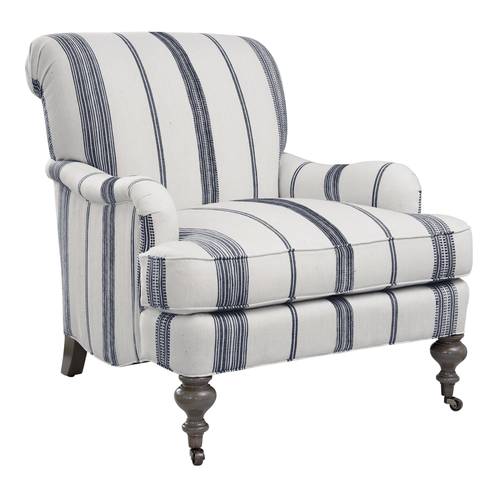 Imagine Home Chatsworth 33" W Cotton Armchair Fabric Natural/Navy Stripe Perigold Havenly