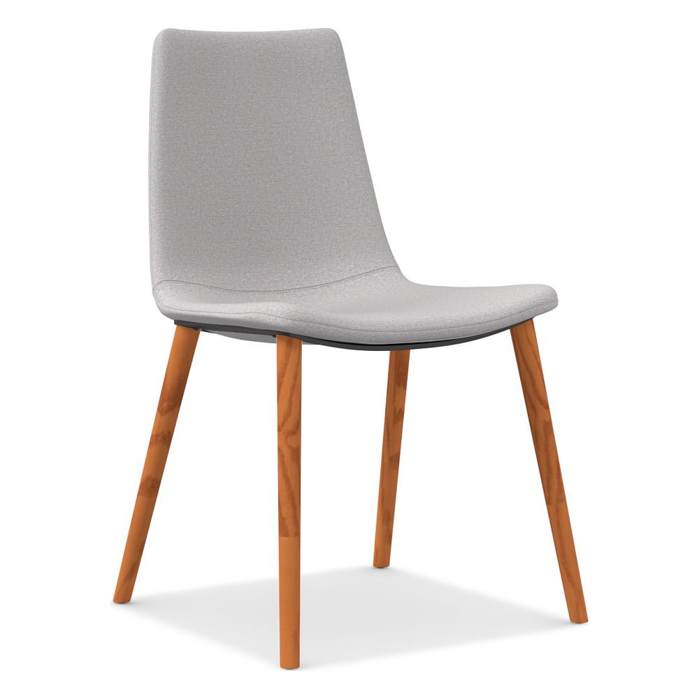 Slope Dining Chair Wood Base, Chenille Tweed, Frost Gray, Cool Walnut