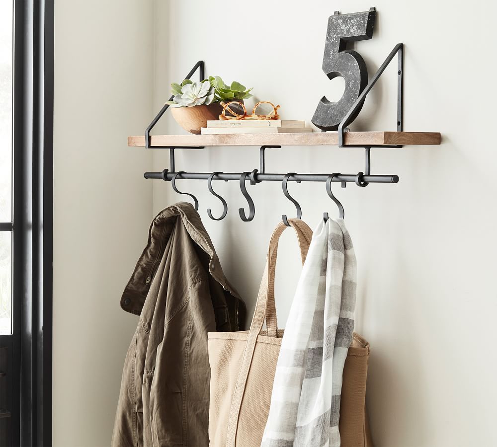 Lucy Shelf With Hooks - Pottery Barn | Havenly