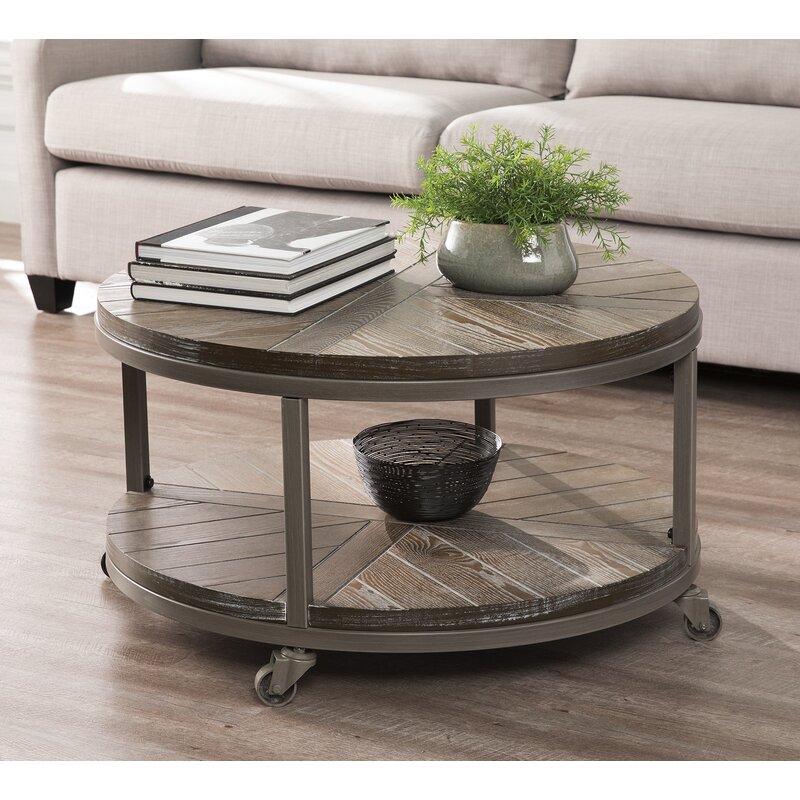 White Limed Burnt Oak Distressed Gray, Round Coffee Table Wayfair