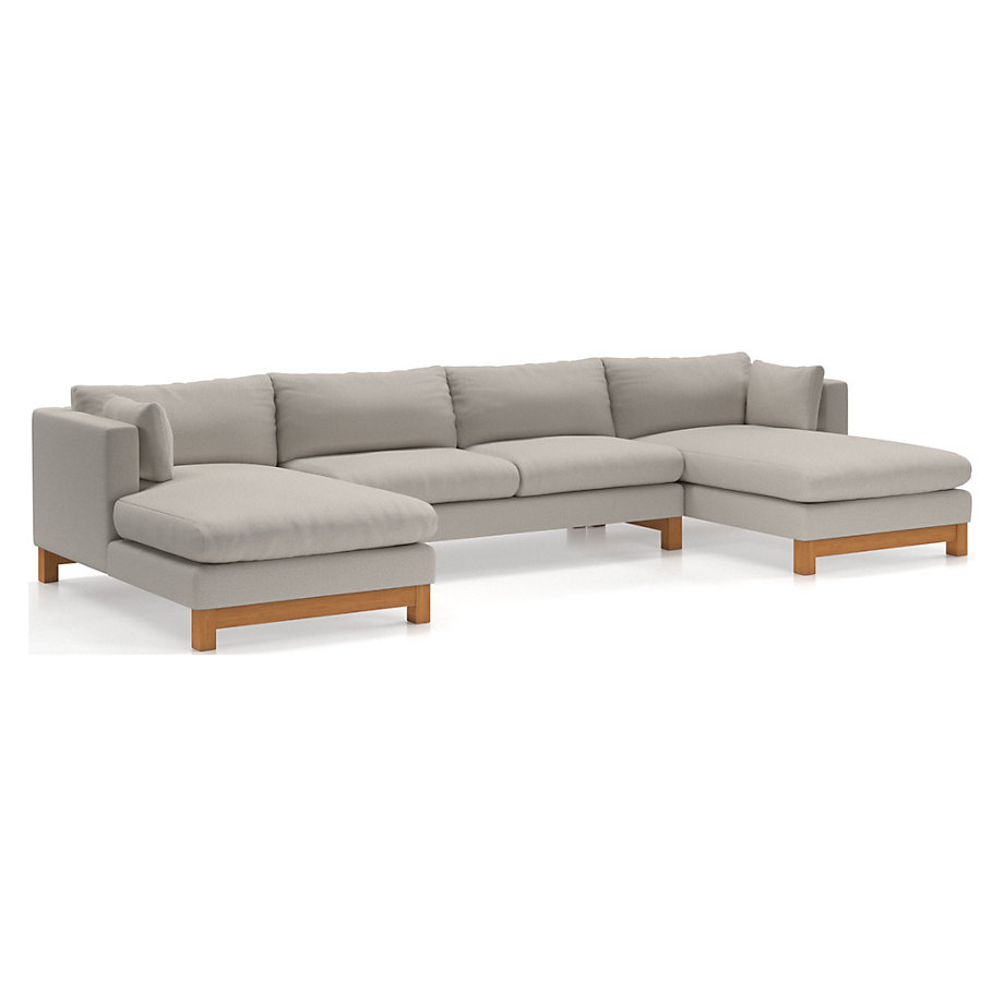 Pacific 3Piece UShaped Sectional Sofa with Wood Legs Crate and