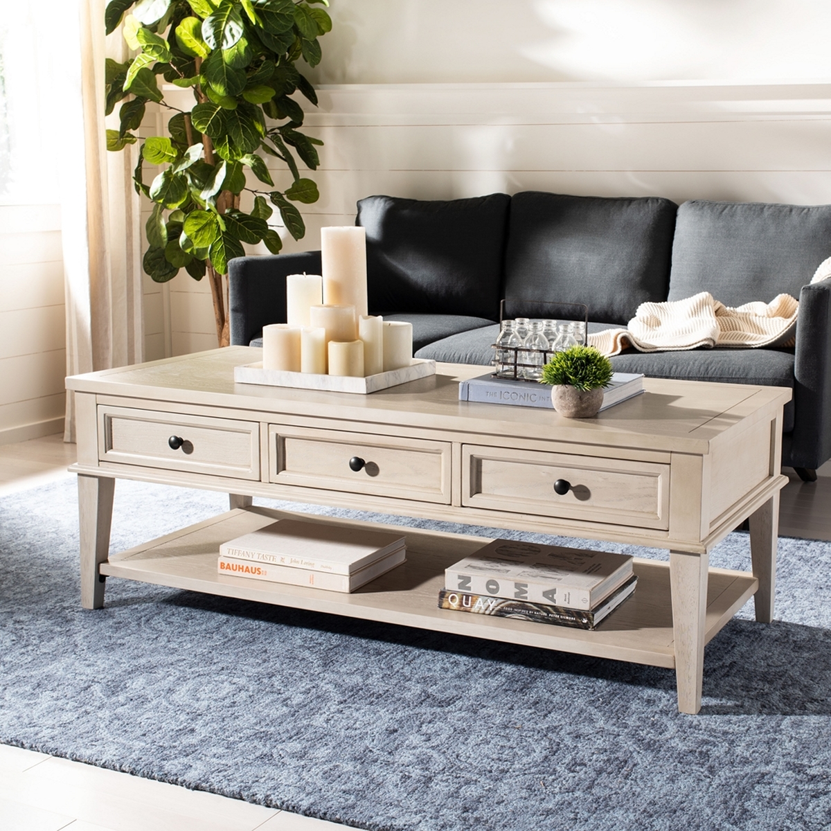 belle meade solid wood coffee table with storage