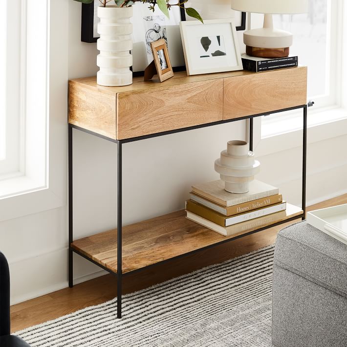 Mill Leather Console Table Cb2 Havenly, Cb2 Mill Leather Console Table Review
