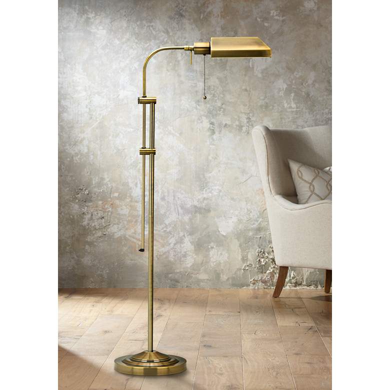 Antique Brass Adjustable Pole Pharmacy, Antique Brass Metal Adjustable Pole Pharmacy Desk Lamp