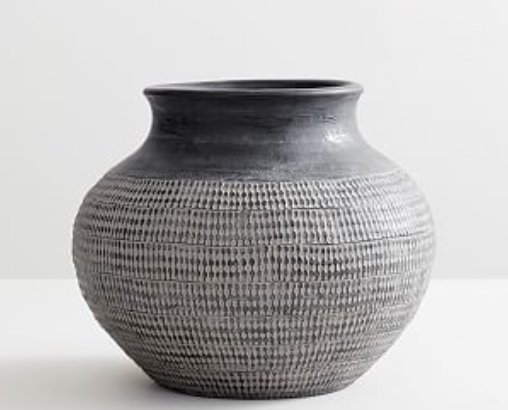 Fraiser Textured Black Ceramic Vase - Tall - Pottery Barn | Havenly