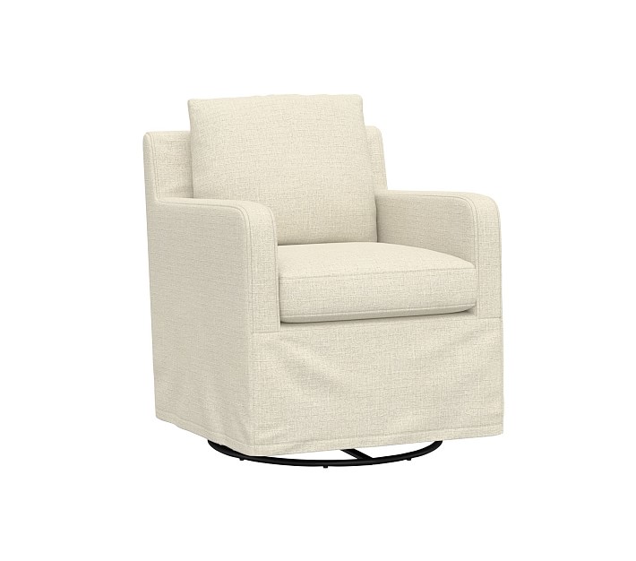 Merritt Slipcovered Swivel Glider Basketweave Slub Oatmeal Pottery Barn Kids Havenly