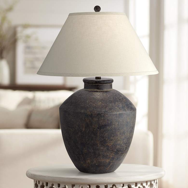 massa black terracotta jar table lamp