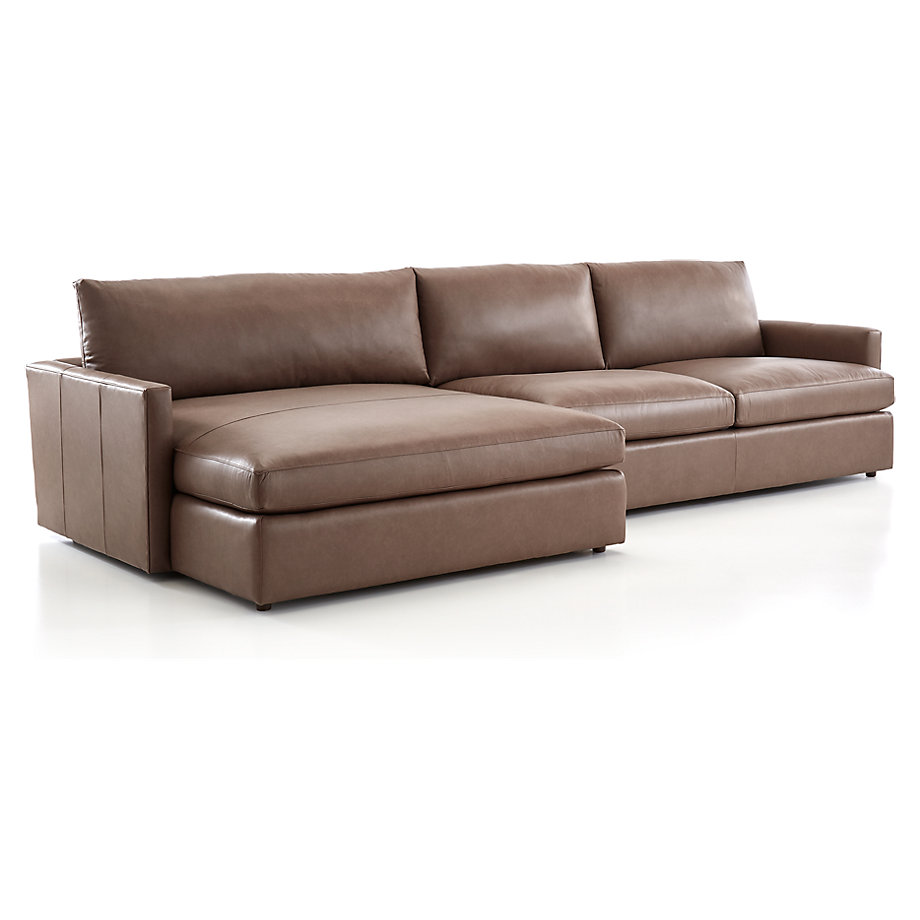 Lounge Deep Leather 2Piece Left Arm Double Chaise Sectional Sofa