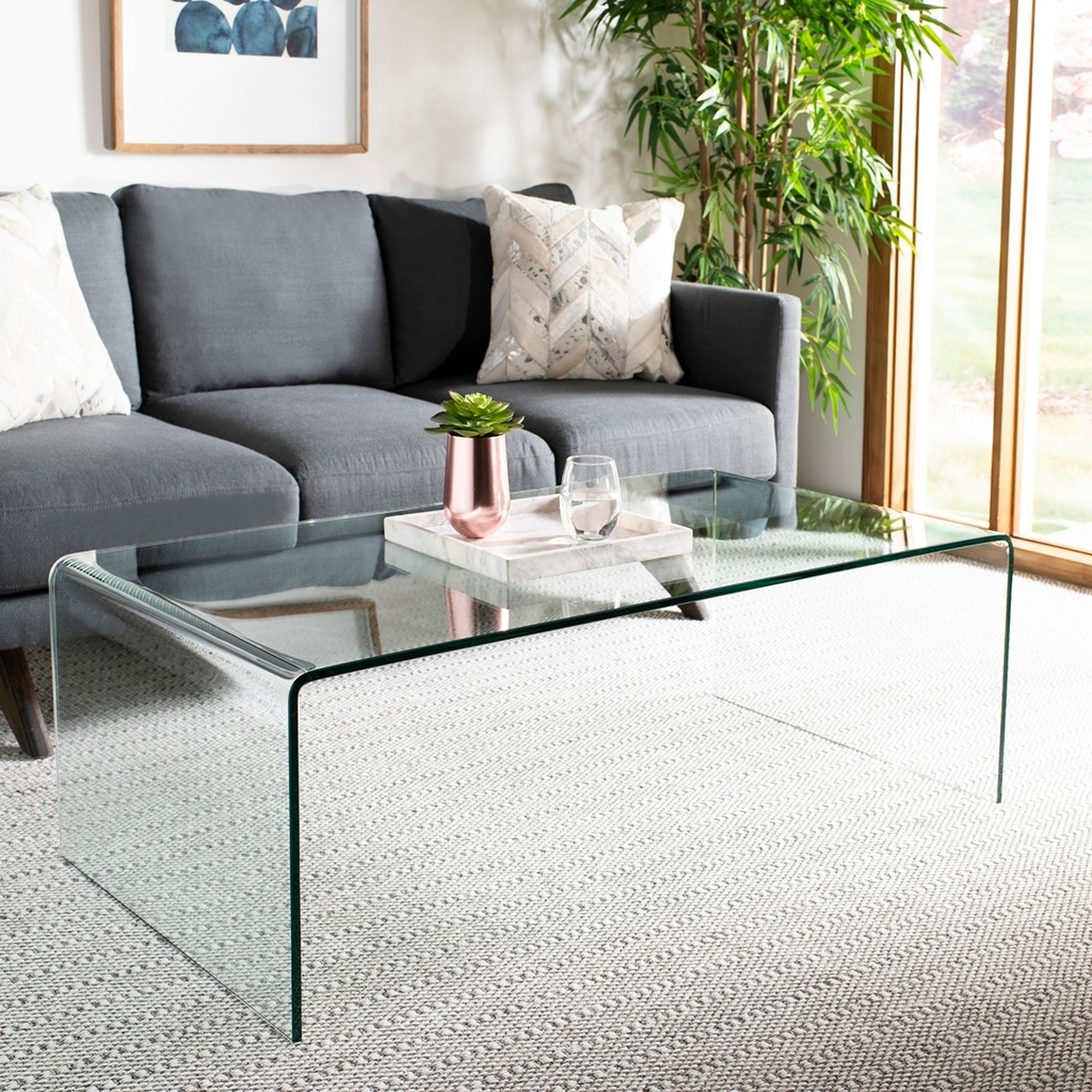 smart glass top coffee table CB2 Havenly