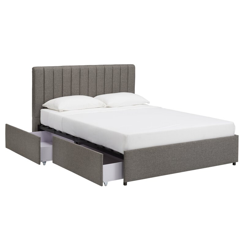 Gaylen upholstered low profile store storage platform bed