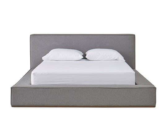 Gray Lucca Mid Century Modern Bed Synergy Pewter Mocha Queen 