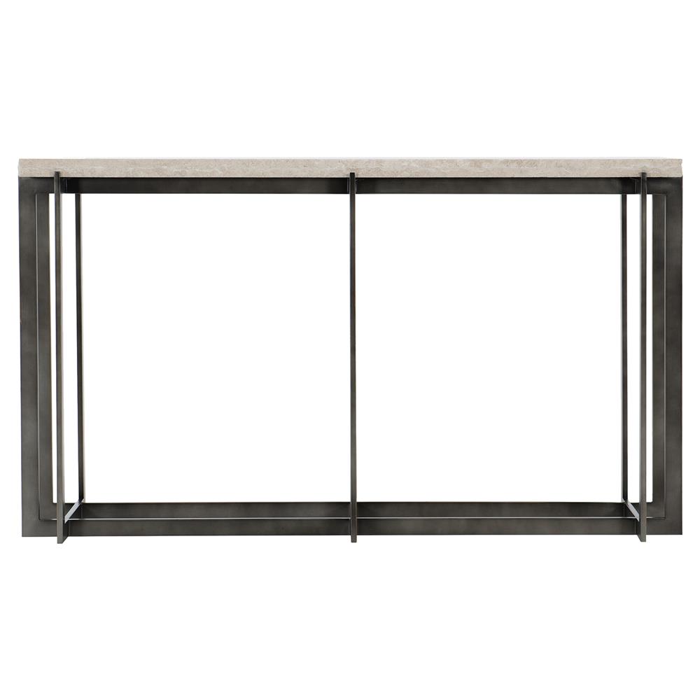 Hilda Modern Classic Travertine Stone Top Metal Rectangular Console
